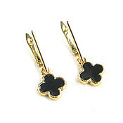 Украшения handmade. Livemaster - original item Clover earrings, four-leaf clover earrings, black enamel earrings. Handmade.