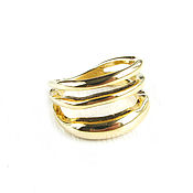 Украшения handmade. Livemaster - original item Gold wide band ring without stones, a triple ring without inserts. Handmade.