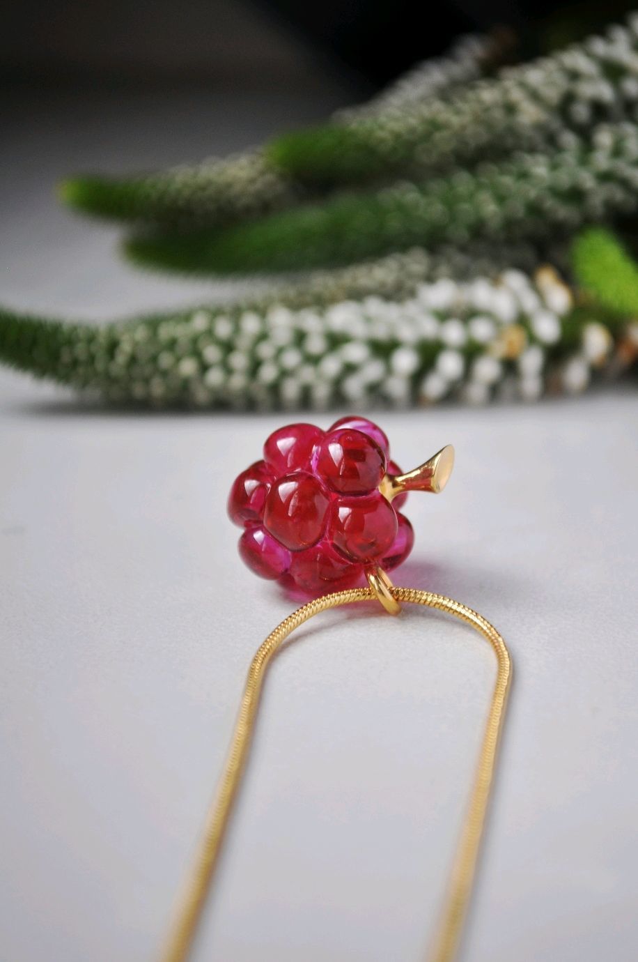 Pink Raspberry pendant on a gold chain, Pendants, Moscow,  Фото №1