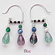 Double earrings 'Beauty 4' silver, stones, pearls, Earrings, Moscow,  Фото №1