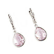 Украшения handmade. Livemaster - original item Pink earrings with cubic zirconia, English lock earrings. Handmade.