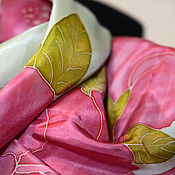 Шелковый платок "Маки" 100% шелк ручная роспись батик