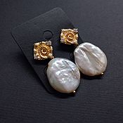 Украшения handmade. Livemaster - original item Large white earrings with baroque pearls. 18k. Handmade.