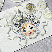 Материалы для творчества handmade. Livemaster - original item A set for a brooch with cubic zirconia Girl in a white cocoanut with a template. Handmade.