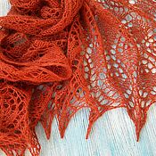 Аксессуары handmade. Livemaster - original item Shawl downy terracotta red, knitted kerchief downy mink shawl. Handmade.