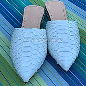 Обувь ручной работы handmade. Livemaster - original item Python skin mules in white. Handmade.