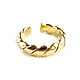 Золотое плетеное кольцо, стильное кольцо,кольцо без камней