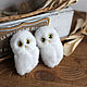White owl owl brooch. Brooches. handmade toys by Mari (handmademari). My Livemaster. Фото №4