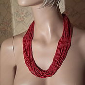Винтаж handmade. Livemaster - original item Beads CORAL RED coral coral necklace namysto INDIA 1960. Handmade.