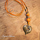 Pendant with beads handmade from wood 'Red Happiness'. Pendant. BijouSiberia. My Livemaster. Фото №6