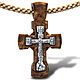 Деревянный крест с серебром на гайтане, Колье, Кострома,  Фото №1