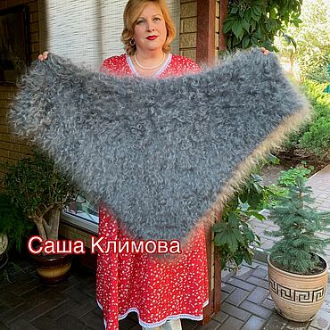 Аксессуары ручной работы. Ярмарка Мастеров - ручная работа Косынка зимняя - СЕРЕБРЯНАЯ НЕГА - пуховая тёплая косынка.. Handmade.