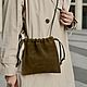 Кожаная сумка кисет, оливковая. Сумка через плечо. AUGUST BAGS. Интернет-магазин Ярмарка Мастеров.  Фото №2