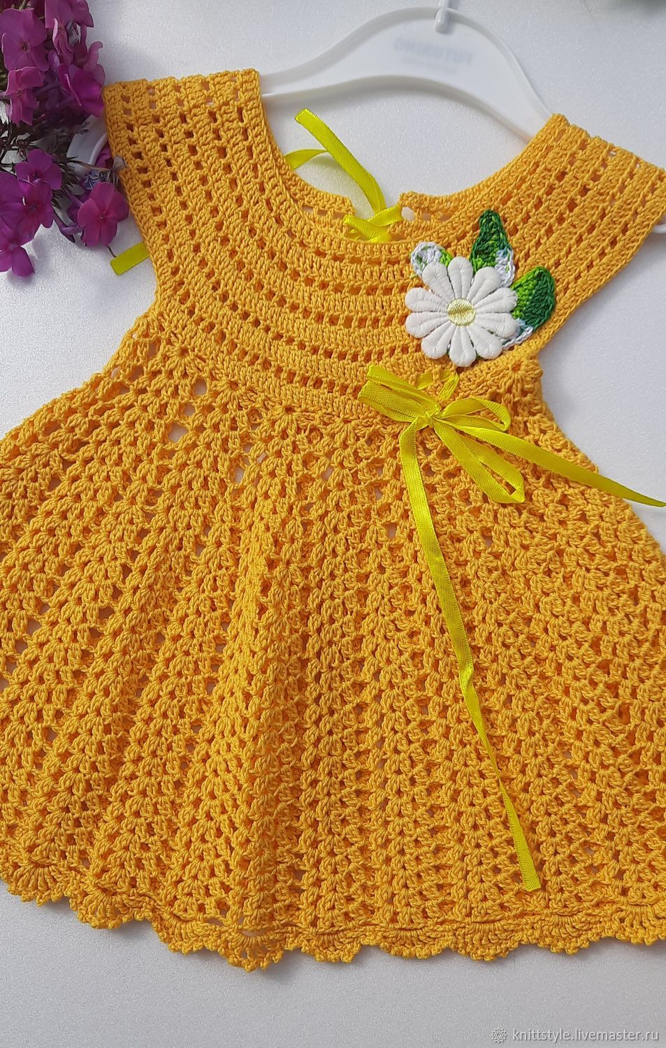 Вязаное платье со шлейфом | Вязание крючком, бесплатная схема, фото