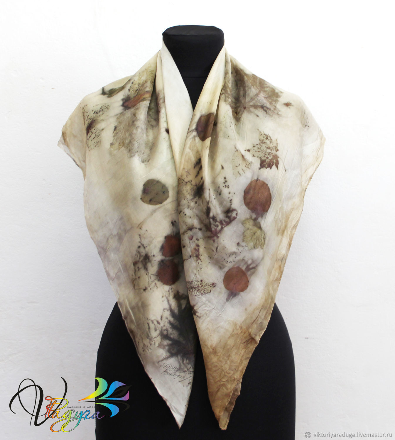 Silk Scarf Dream Of Summer EcoPrint Contact Dyeing Shop