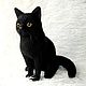 Кот экзот, чёрный котик валяный из шерсти –/ Cat. Войлочная игрушка. Шерстяной Зоопарк Наталья Львова. Ярмарка Мастеров.  Фото №8
