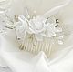 Bridal comb with white flowers and crystals, Hair Decoration, London,  Фото №1