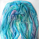 Stole ' Sea ' Pareo Silk 100% Batik Turquoise blue. Wraps. Silk Batik Watercolor ..VikoBatik... My Livemaster. Фото №6