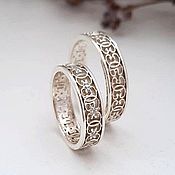 Свадебный салон handmade. Livemaster - original item Paired wedding rings with patterns, silver (Ob28). Handmade.