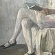 Заказать Винтаж: Винтажная картина «Девушка с книгой». Антиквариат и Винтаж. Ярмарка Мастеров. . Картины винтажные Фото №3