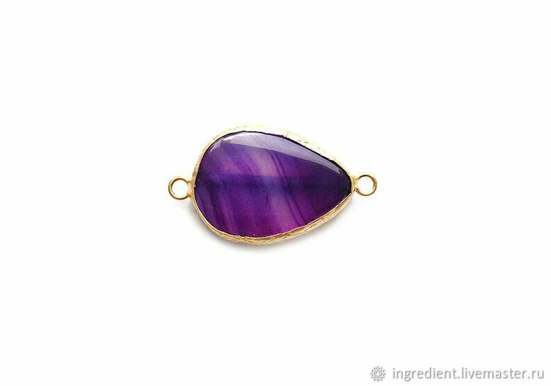 Коннектор c агатом фиолетового цвета в форме капли купить в интернет ...