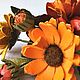 Заказать Брошь из кожи  Календула. Liza |  Украшения  из  кожи. Ярмарка Мастеров. . Брошь-булавка Фото №3