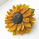 Sunflower large polymer clay brooch Brooch with yellow flower, Brooches, Voronezh,  Фото №1