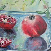 Картины и панно handmade. Livemaster - original item Painting with pomegranates Still life for the kitchen in oil. Handmade.