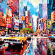 New York after the rain. The urban landscape. Interior painting on canvas, Pictures, St. Petersburg,  Фото №1