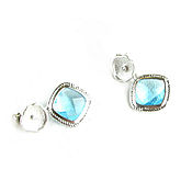 Украшения handmade. Livemaster - original item Blue earrings with pendants,silver earrings cubic zirconia drops. Handmade.