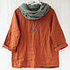 Order Oversized blouse made of terracotta linen. etnoart. Livemaster. . Blouses Фото №3