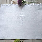 Работы для детей, handmade. Livemaster - original item Linen bag with lace for baptism -4. Handmade.
