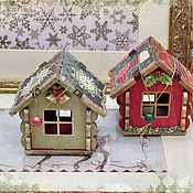 Сувениры и подарки handmade. Livemaster - original item Christmas decorations: Wooden houses of 2 types. Handmade.