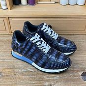 Обувь ручной работы handmade. Livemaster - original item Sneakers made of genuine crocodile leather, in gray - blue color!. Handmade.