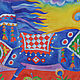 Парео Синий конь. Шелк, батик. Парео. Ольга vintage decor & batik. Интернет-магазин Ярмарка Мастеров.  Фото №2