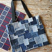 Сумки и аксессуары handmade. Livemaster - original item Shopper bag made of pieces of jeans. Handmade.