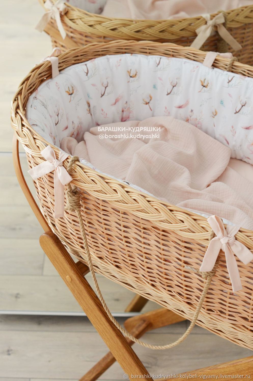 Кровать люлька для новорожденных плетеная