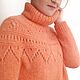 Вязаный женский персиковый свитер с ажурной кокеткой. Свитеры. Tamerwool. Ярмарка Мастеров.  Фото №6