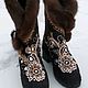 boots: shoes: Half-boots embroidered with mink fur, High Boots, Ekaterinburg,  Фото №1