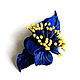 The flower brooch for the Salute holiday is bright blue with contrasting stamens, Brooches, Moscow,  Фото №1