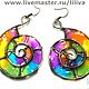 Earrings brass stained glass 'Rainbow snail'. Earrings. IVA rainbow art. My Livemaster. Фото №4