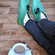 Felted Slippers green Clover for luck. Slippers. snezhana-snezhina (snezhanap). My Livemaster. Фото №6