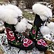 Boots lace up Red flower 2, Felt boots, Ekaterinburg,  Фото №1
