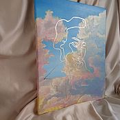 Картины и панно handmade. Livemaster - original item Oil painting the sky with a single line 