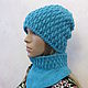 Cap and shirt front, half-fur, turquoise color. Headwear Sets. Cozy corner. My Livemaster. Фото №4