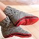 Hem your favorite socks leather sole, Slippers, Astrakhan,  Фото №1