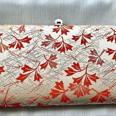 Винтаж ручной работы. Ярмарка Мастеров - ручная работа Винтаж: Клатч шелк Япония с традиционным узором Золотые листья. Handmade.