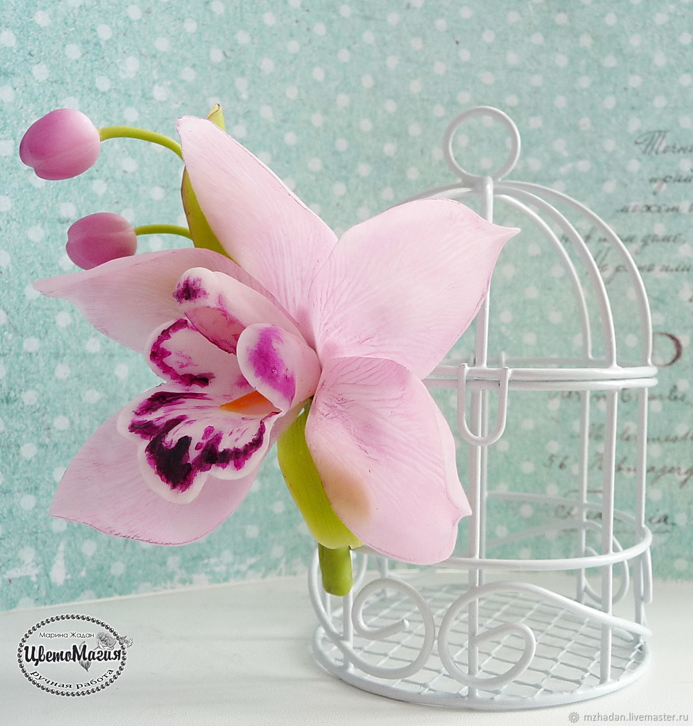 Cold porcelain ring with orchid Cold porcelain ring with orchid