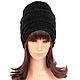 Order Women's knitted Black beanie Hat. Space Cat Knitting. Livemaster. . Caps Фото №3
