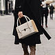 Beige bag with wood - CEILI - made of genuine leather, Classic Bag, Moscow,  Фото №1